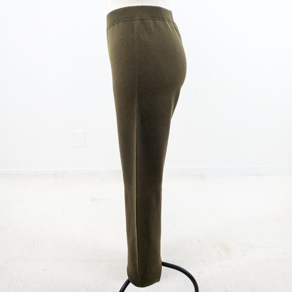 Escada S/M Wool Wide Leg Pants Olive Army Green - Picture 3 of 8